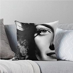 Portrait of Joan Crawford, American actress in Hollywood mid twentieth century Throw Pillow