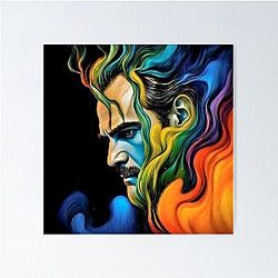 Joaquin Phoenix flames Poster
