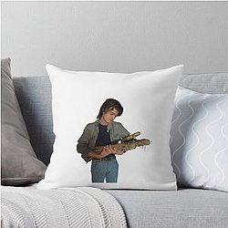 Joe Keery with his bat Throw Pillow becomes: Joe Keery with his baseball bat Throw Pillow