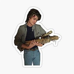 Joe Keery with his bat sticker