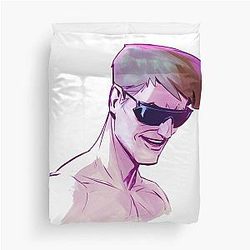 Johnny Cage Head Minimal Duvet Cover