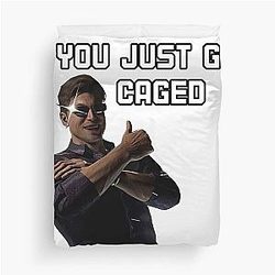 You just got caged Johnny Cage meme Duvet Cover