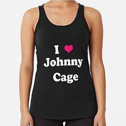Johnny Cage - I love Johnny Cage white Racerback Tank Top