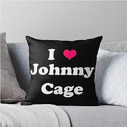 Johnny Cage white Throw Pillow