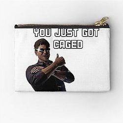 You just got caged Johnny Cage meme Zipper Pouch