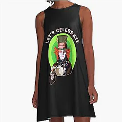 Johnny Depp Wins Mad Hatter Tea Party Graphic A-Line Dress