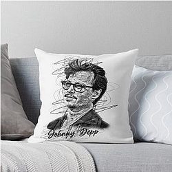 Johnny Depp Abstract Sketch Art Throw Pillow