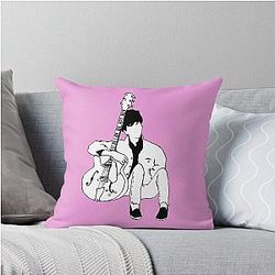 Young 80s Johnny Marr Pink Throw Pillow