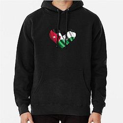 Jordanian Flag Heart Pullover Hoodie