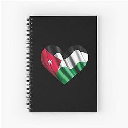 Jordanian Flag Heart Spiral Notebook for Jordan lovers