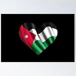 Jordanian Flag Heart Jordan Poster