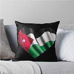 Jordanian Flag Heart Jordan Lover Throw Pillow