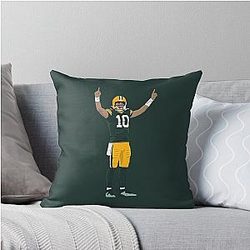 Jordan Love Celebrating Throw Pillow to commemorate