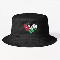 Jordanian Flag Heart Jordan Lover Bucket Hat