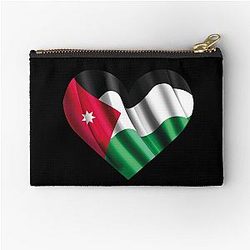 Jordanian Flag Heart Jordan Lover Zipper Pouch