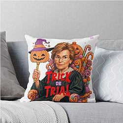 Trick or Trial Judge Judy Halloween Shirt Funny Courtroom Gift for Law Lovers Throw Pillow