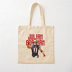 Julian Edelman Points to Crowds 11 Bold Cotton Tote Bag