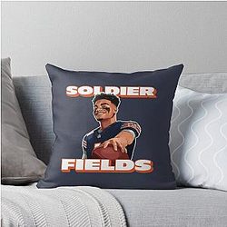 Soldier Field Justin Fields Chicago Bears Throw Pillow