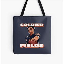 Soldier Field Justin Fields Chicago Bears All Over Print Tote Bag