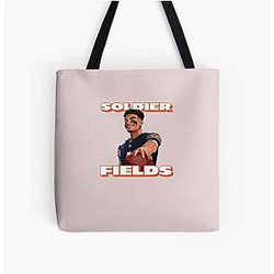 Justin Fields Chicago Bears Sticker All Over Print Tote Bag