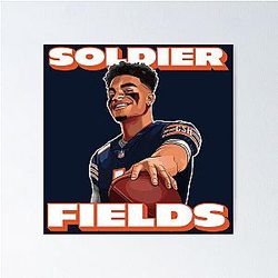Soldier Field, Justin Fields, Chicago Bears Poster