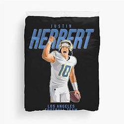 Justin Herbert Los Angeles Football Team Duvet Cover