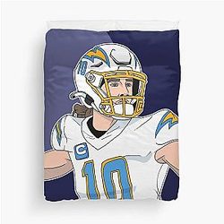 Justin Herbert Quarterback Duvet Cover