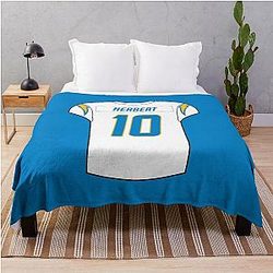 Justin Herbert Away Jersey Throw Blanket