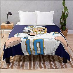 Justin Herbert Blue Version Throw Blanket