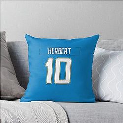 Justin Herbert Chargers Throw Pillow