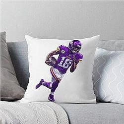 Viking Valor Justin Jefferson in Action Throw Pillow