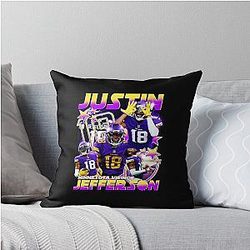 Justin Jefferson Retro Throw Pillow