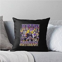 Justin Jefferson Vintage Throw Pillow