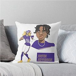 Justin Jefferson Griddy Throw Pillow