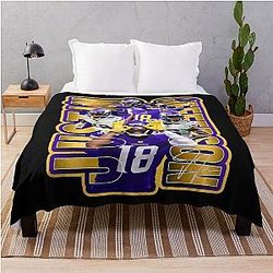 Justin Jefferson Football Star Artwork Throw Blanket