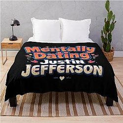 Mentally Dating Justin Jefferson Throw Blanket