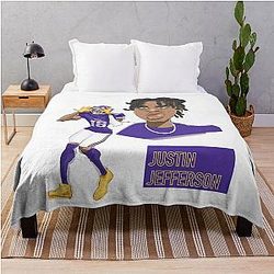 Justin Jefferson Griddy Throw Blanket