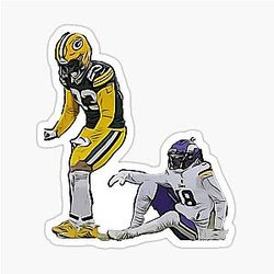 Jaire Alexander does the Griddy on a Justin Jefferson sticker