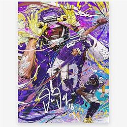 WHYK 2025 Rugby Star Justin Jefferson Poster For Kids Bedroom Wall Decor Football Superstar Signed Canvas Art Print Picture For Fans Boy Teen Gifts