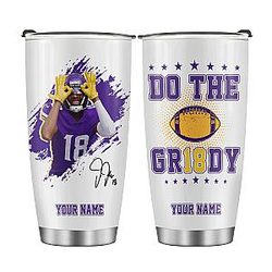 Justin Jefferson Griddy 20 Oz Stainless Steel Tumbler, Do The Griddy Coffee Tea Mug. Insulated Tumbler Birthday Christmas Mother's Father's Day Gift For Football Fan 20 Oz Stainless Steel Mug