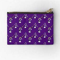 Justin Jefferson Griddy Dance Zipper Pouch with Purple Background