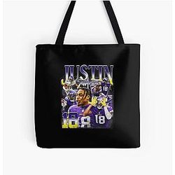 Justin Jefferson Retro Tote Bag