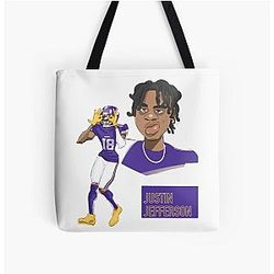 Justin Jefferson Griddy All Over Print Tote Bag