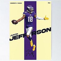 Justin Jefferson NFL Vikings Football Wall Art Home Decor Digital Poster