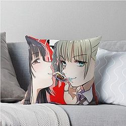 Kakegurui Yumeko Jabami and Kirari Momobami Spread Throw Pillow