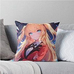 Mary Kakegurui Anime Girl Waifu Gambling Cards Throw Pillow