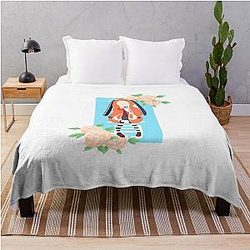 Runa Yomozuki - Kakegurui Anime Print - Floral Throw Blanket