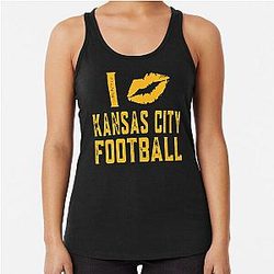 I Love Kansas City Football Vintage Distressed Racerback Tank Top
