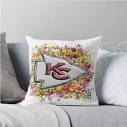Revamped Kansas City Chiefs Logo With Background Throw Pillow