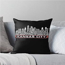 Kansas City Football Team Player Roster Kansas City Skyline Throw Pillow